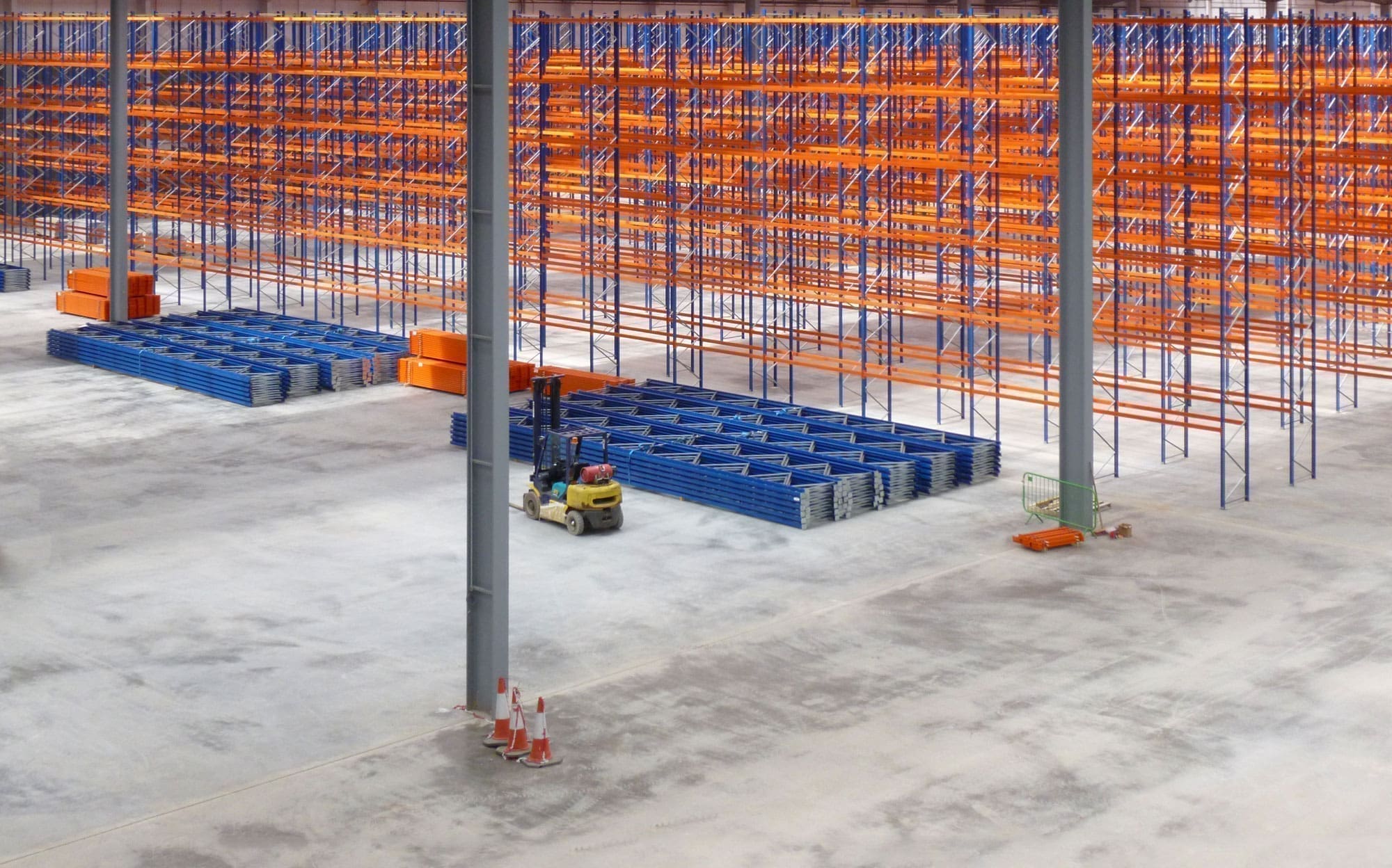 Pallet racking installation in progress